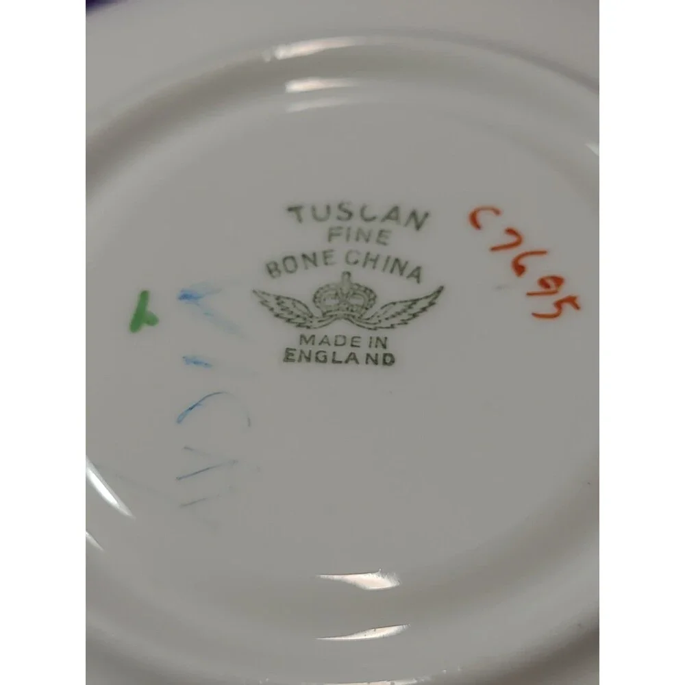 Vintage Tuscan Bone China Plant, Side Plate,flowers Pattern  Hand Painted